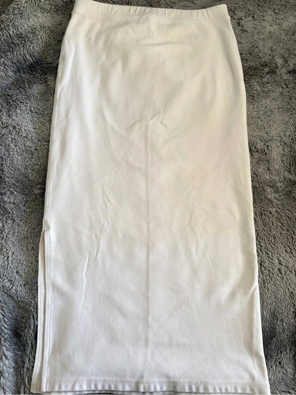 All Saints Ivory Ribbed Knit Midi Skirt